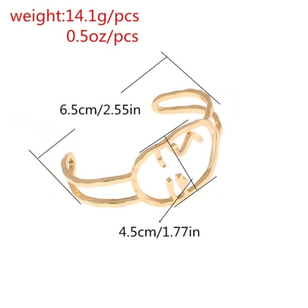 Abstract Minimalist Face Art Bracelet Cuff - Picture 4 of 8